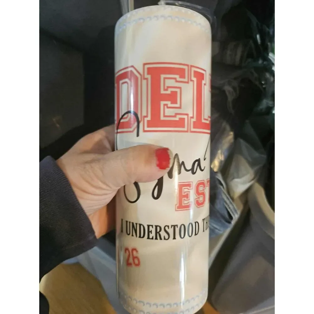 New/ Unused Custom Delta Sigma Theta Stainless Steel Skinny Tumbler w/ Straw
